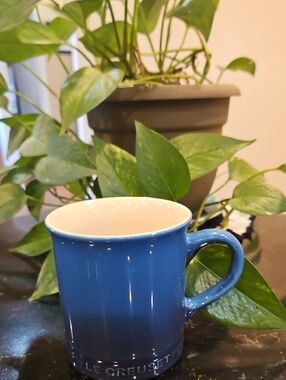 Le Creuset Blue Stoneware Mug with Cream Interior